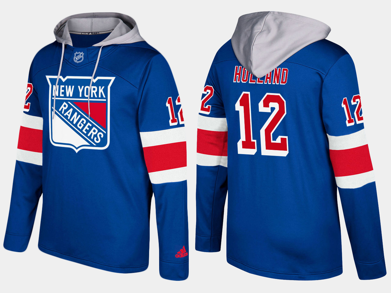 Men NHL New York rangers 12 peter holland blue hoodie
